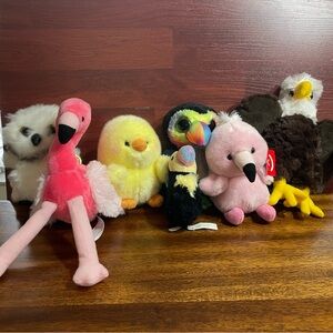 Ty Stuffed Animals Set of 7 all birds. Most NWT